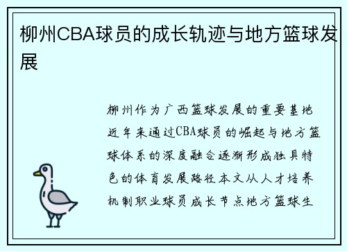 柳州CBA球员的成长轨迹与地方篮球发展